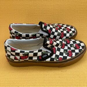 VANS Checkerboard Cherries Classic Slip On Skate Shoes  Women's Size 7.5